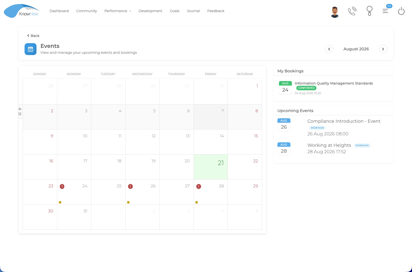 KnowHow Events Management screen