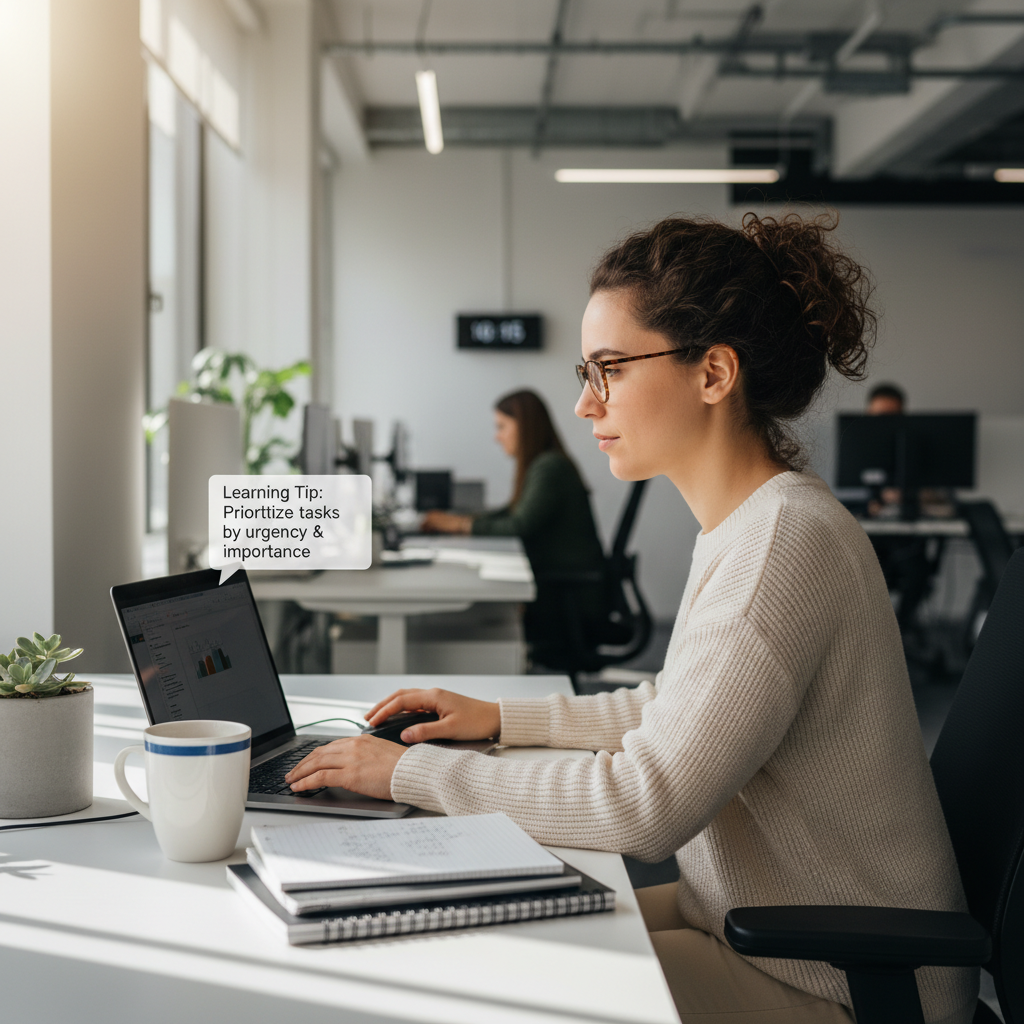 A line manager sitting with a team member, reviewing skills rather than only tasks